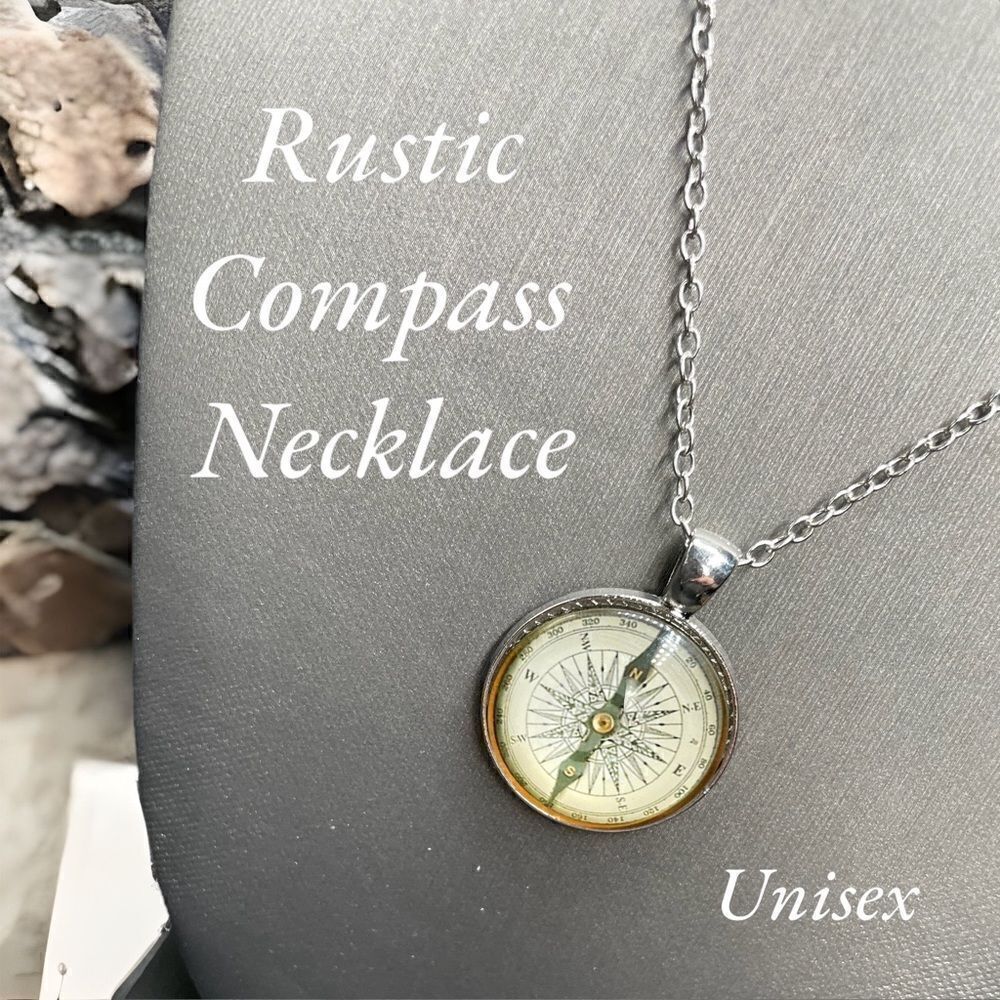 Unisex l Rustic Compass Decor l Necklace l New